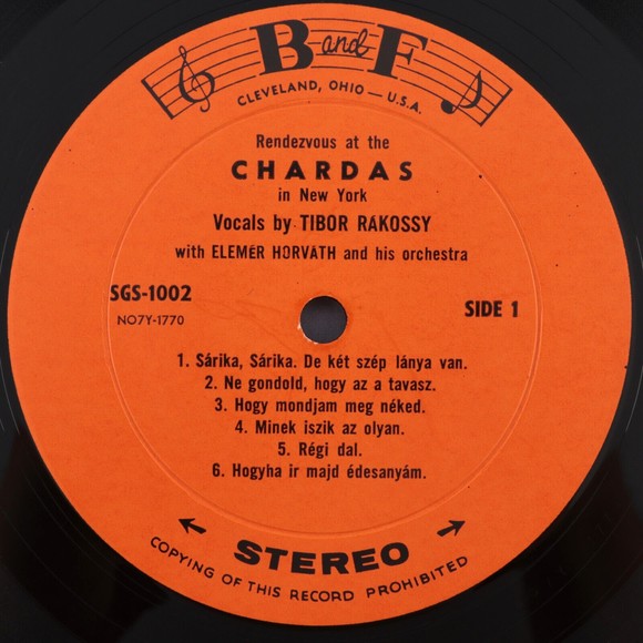 Tibor Rakossy - Rendezvous At The Chardas -Gypsy Orchestra- 12" Vinyl LP SG-1002 - Picture 3 of 8